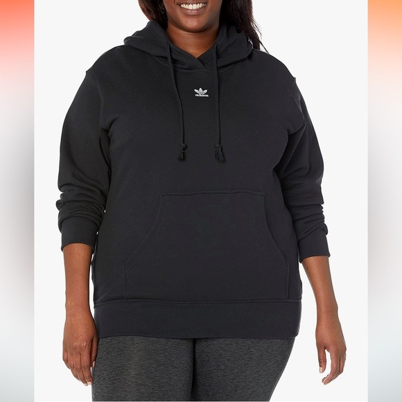 Adidas Black Embroidered Logo Hoodie Drawstring Hooded Sweatshirt - Picture 4 of 13